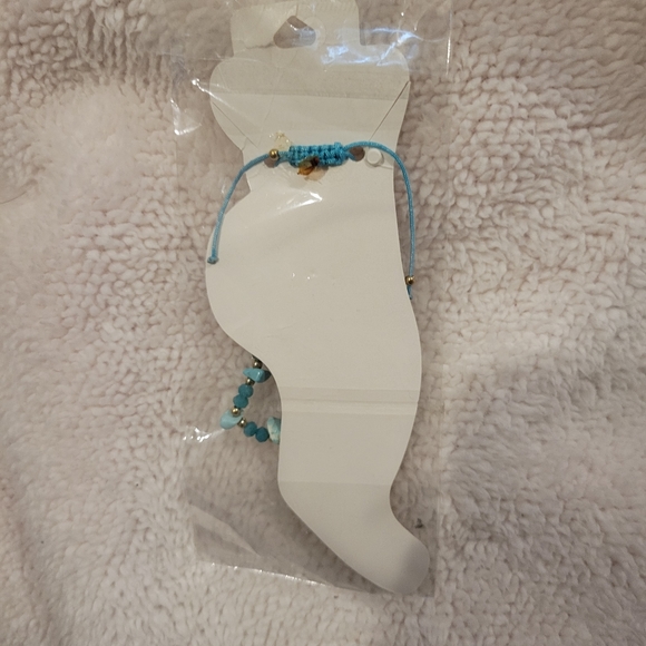 Fashion jewelry Blue and Gold ankle bracelet - Picture 3 of 5